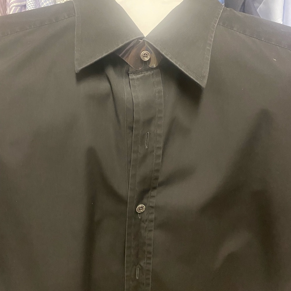 TOM FORD MEN BLACK DRESS SHIRT 44/17.5